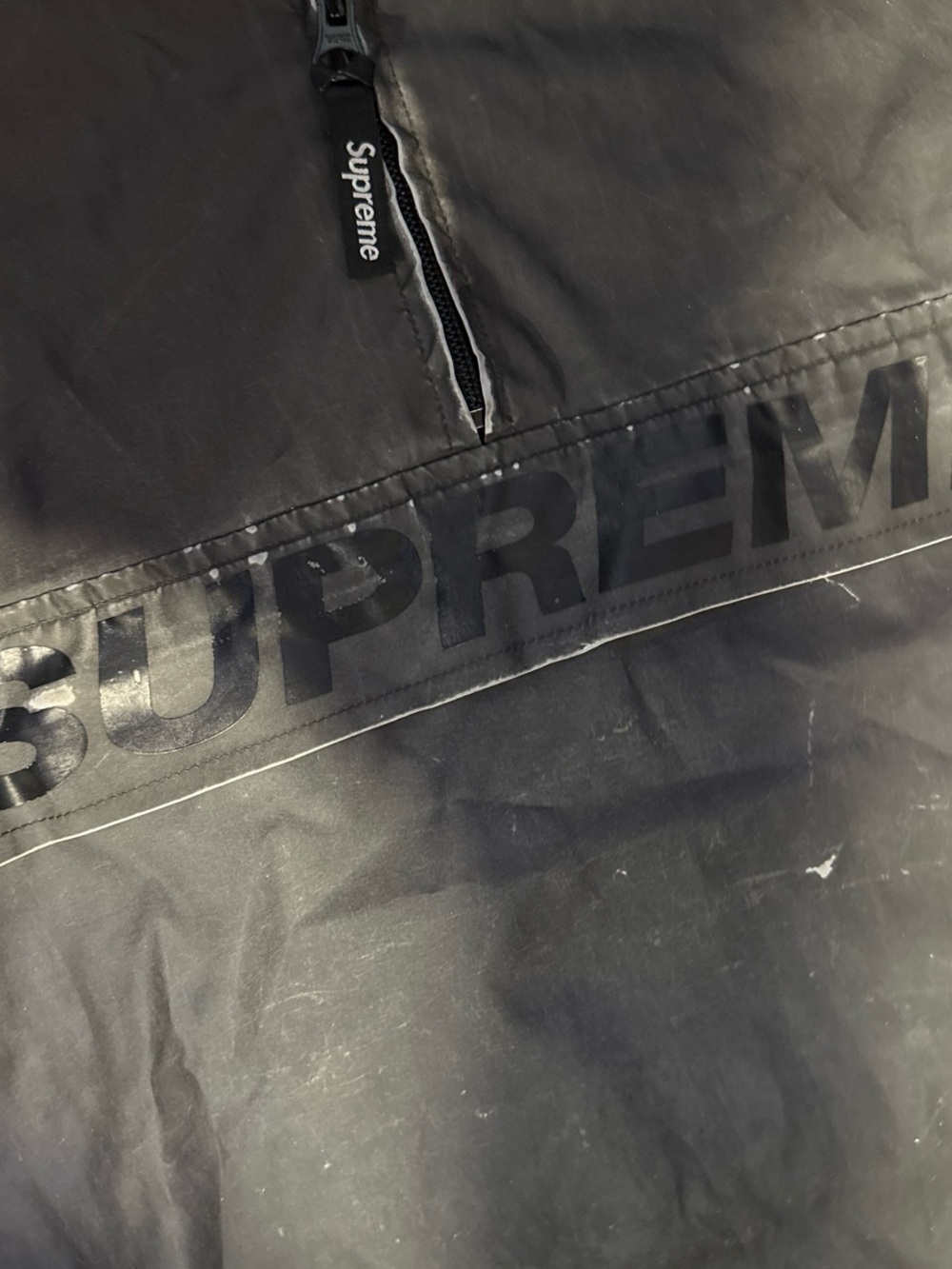Supreme Black Half‑Zip Pullover with Gloss Logo